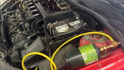 Figure 2- Suspect of a lean condition, additional hydrocarbon in the form of propane was used as an experiment for enrichment. The performance of the engine (via exhaust gas analysis) will be evaluated with the enrichment occurring. This will help determine the next step to take.