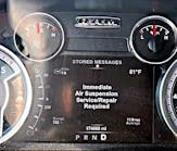 This warning on the dash of a 2016 Ram is alerting the customer to an issue with the Active-Level Four Corner Air Suspension system on the truck.